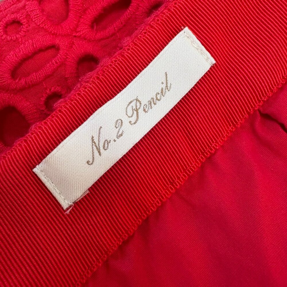 J. Crew No. 2 Eyelet Pencil Skirt in Red Chili, Size 4 - Picture 8 of 12